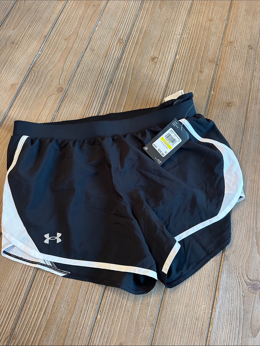 Under Armour Women's Black Athletic Shorts with White Trim